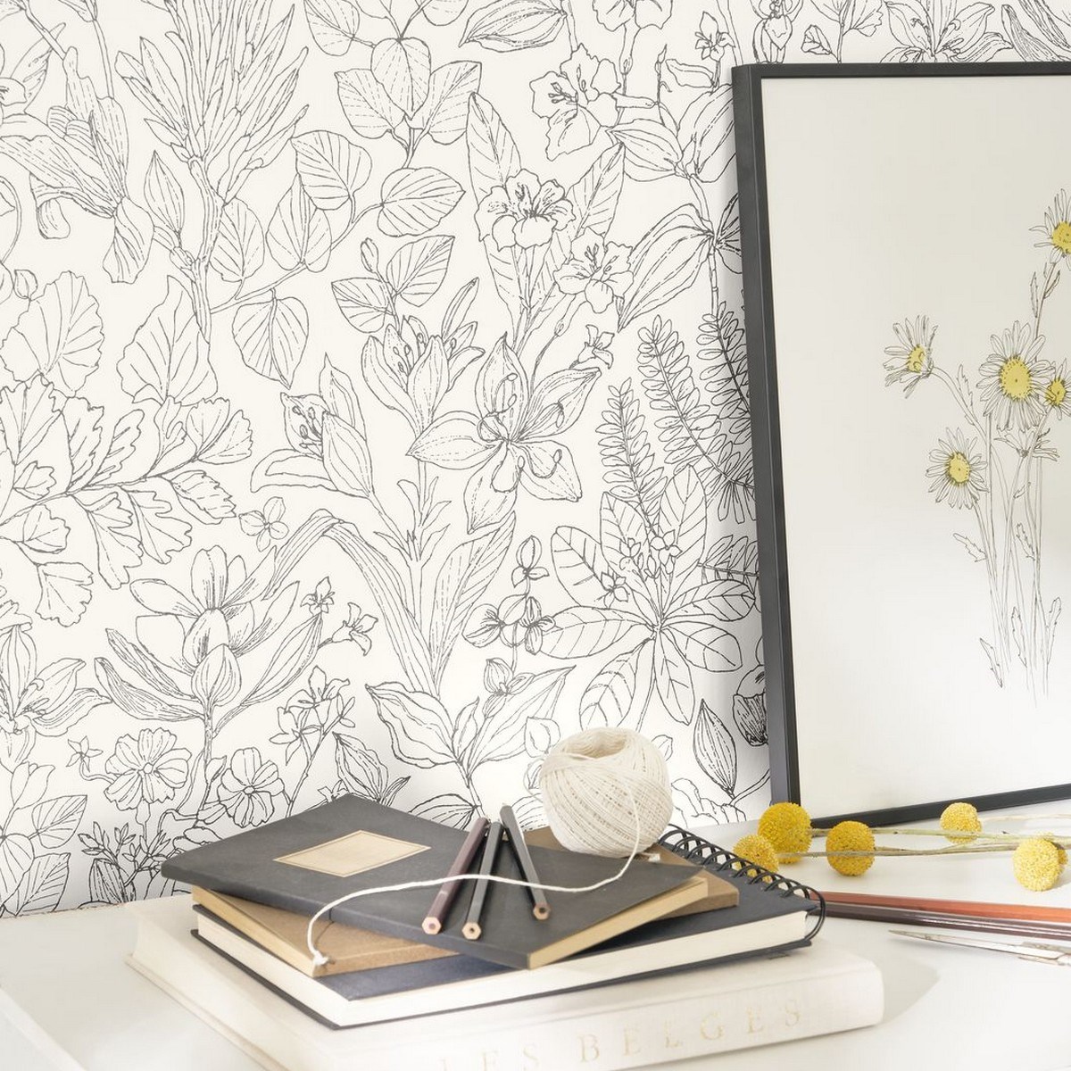 Tapet Gardens Esquisse Noir Gravure Gadn87599267