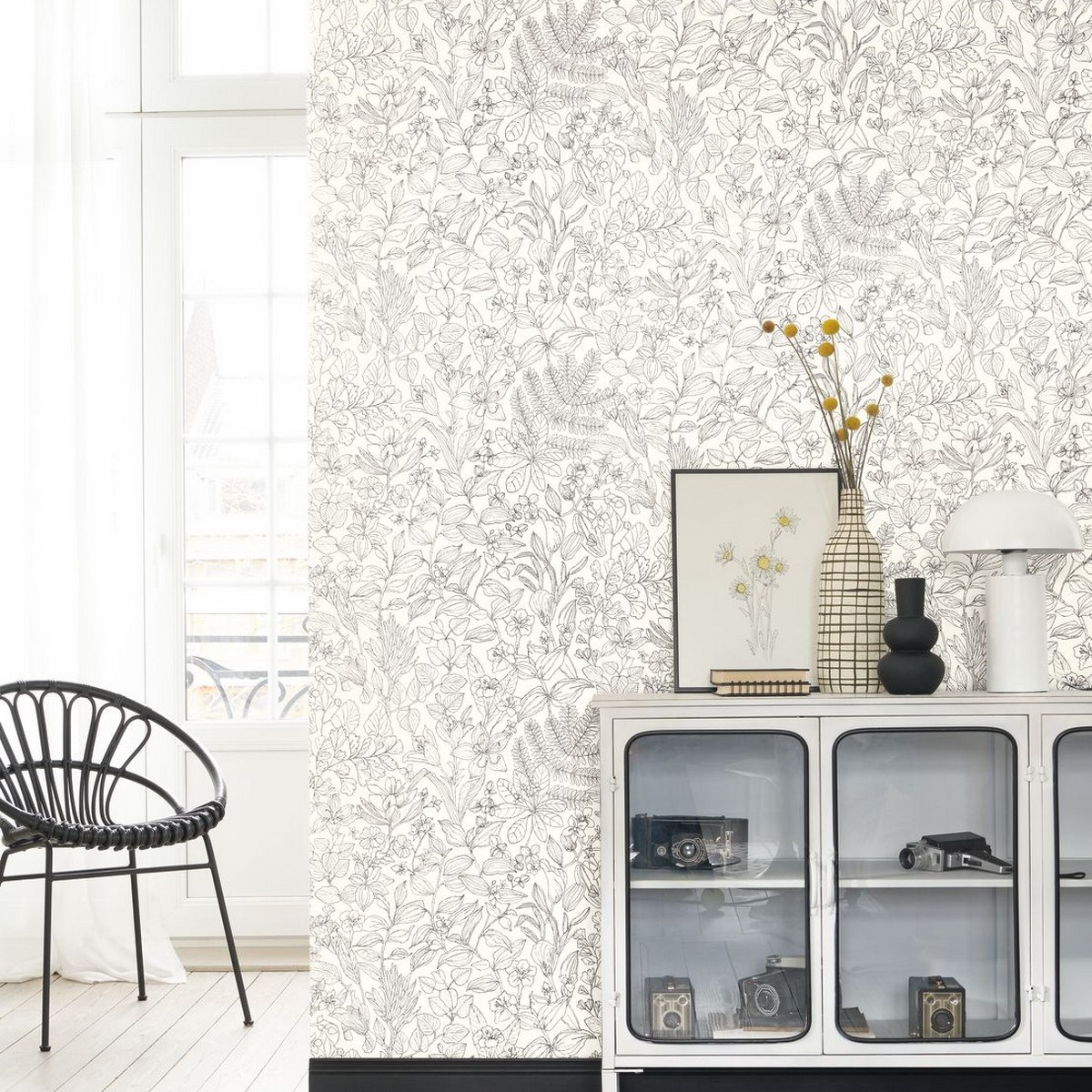 Tapet Gardens Esquisse Noir Gravure Gadn87599267