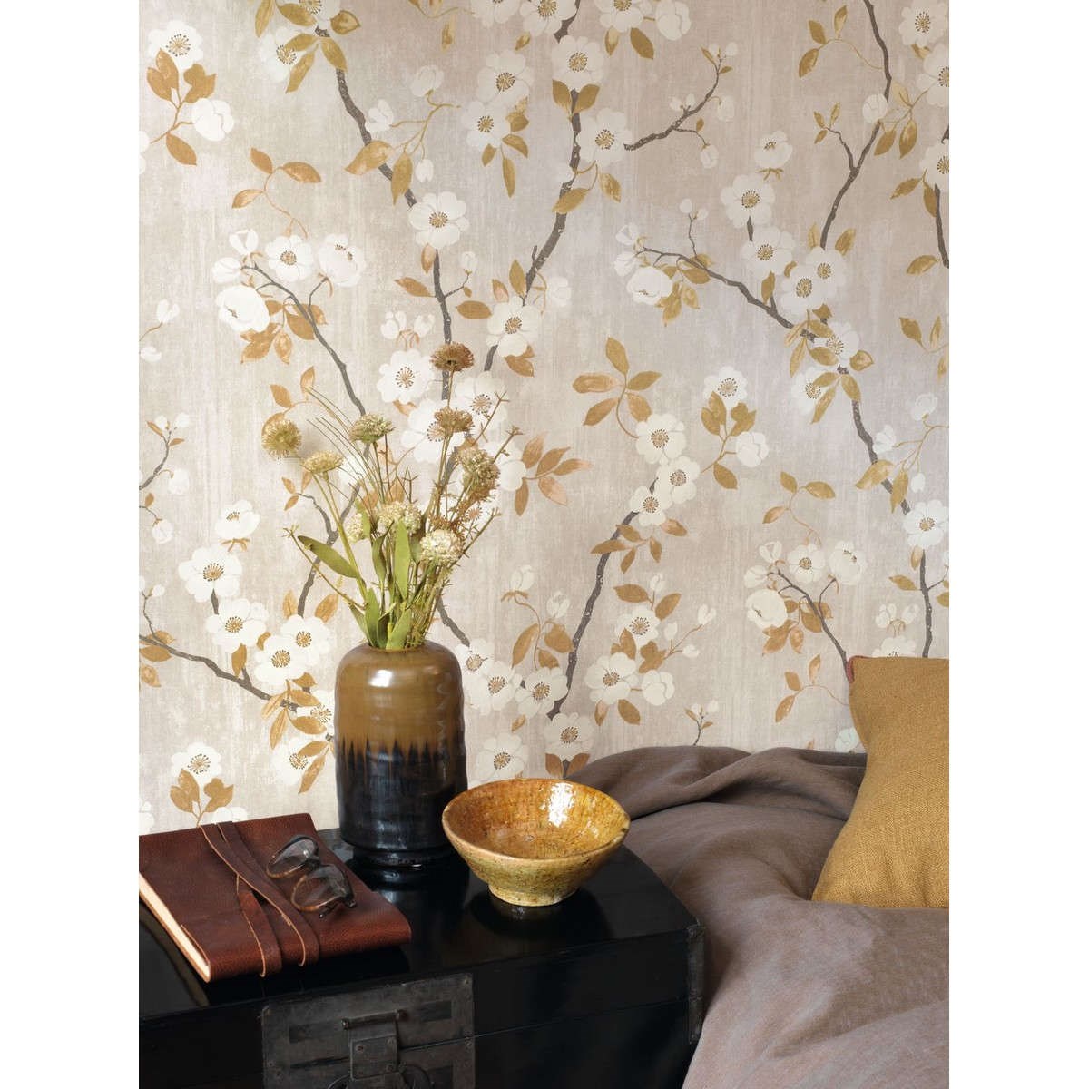 Tapet Delicacy Spring Flower Taupe / Noir Dely85392327