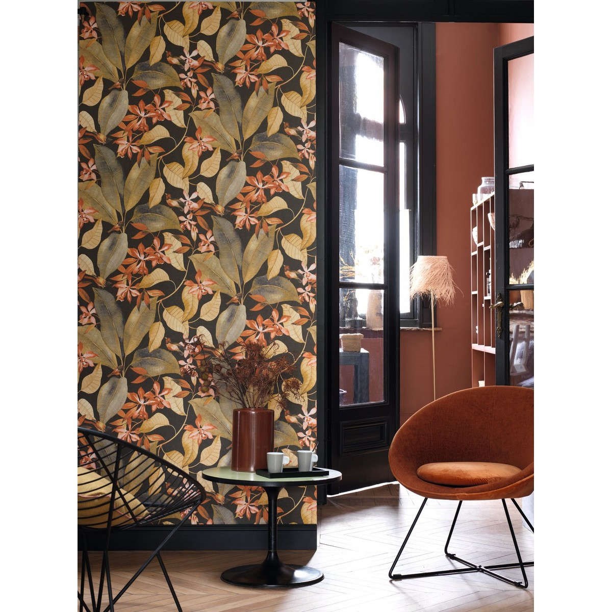 Tapet Delicacy Birdsong Noir / Jaune / Orange Dely85382347