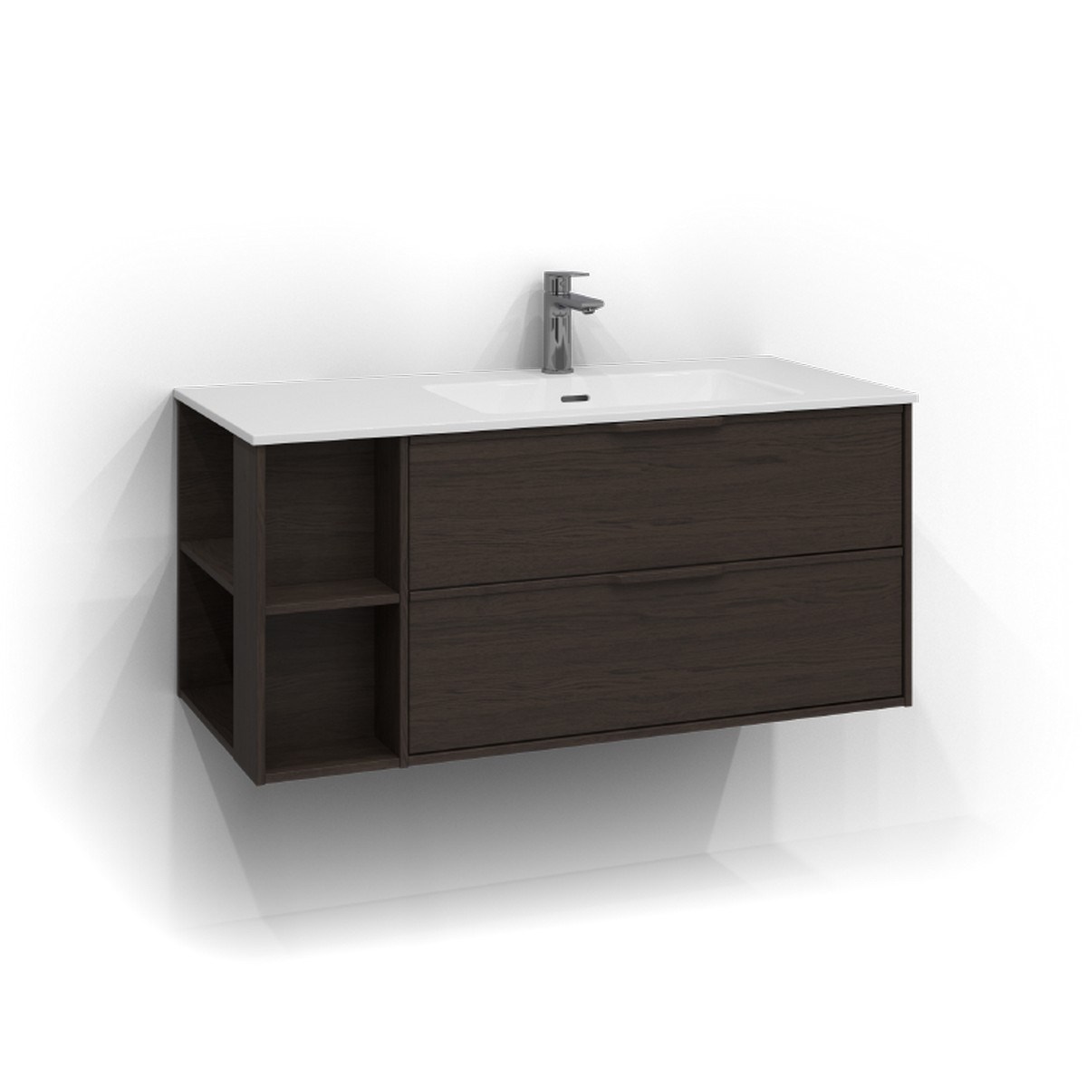 Kommod Epos 2 Lådor Höger 100x45cm, Brun Ask, Relief