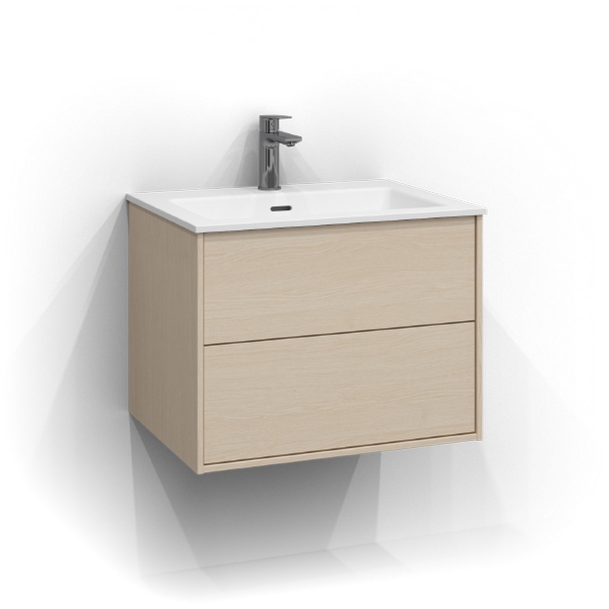 Kommod Epos 2 Lådor 60x45cm, Vit Ask, Plan