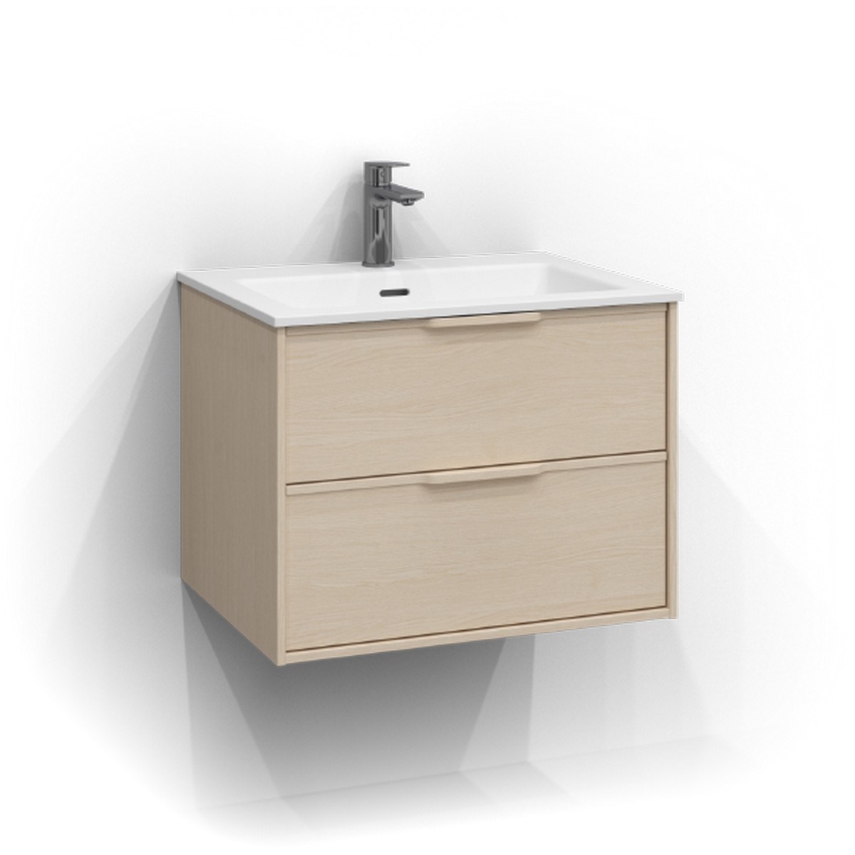 Kommod Epos 2 Lådor 60x45cm, Vit Ask, Relief