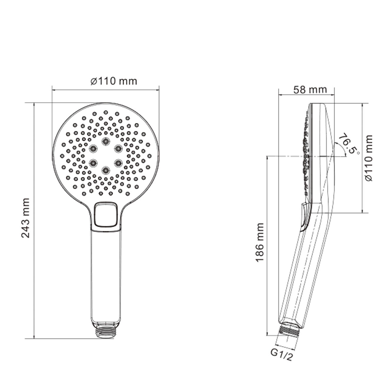 Handdusch Hönö Black Edition Matt, Black