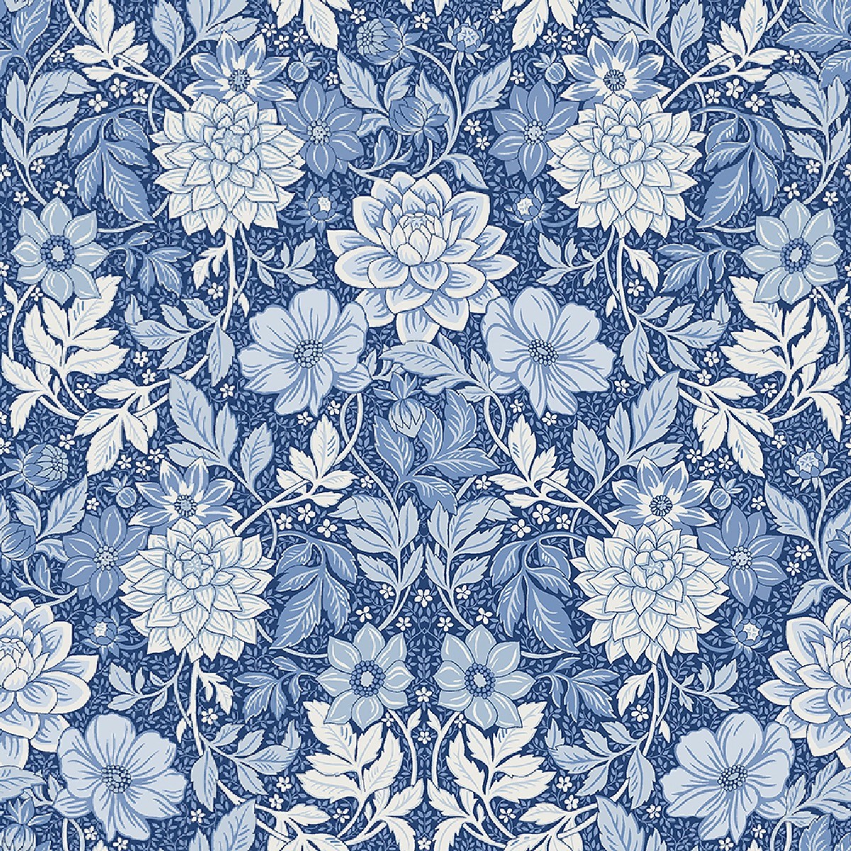 Tapet Blue & White Dahlia Garden 6141