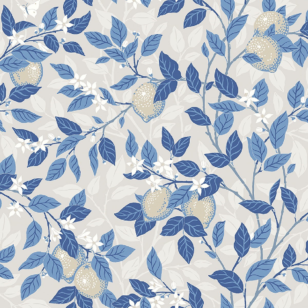 Tapet Blue & White Citronträd 6149