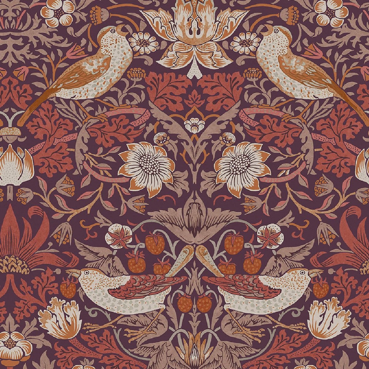 Tapet Laura Ashley Vol. 3 Strawberry Thief Plum 124229