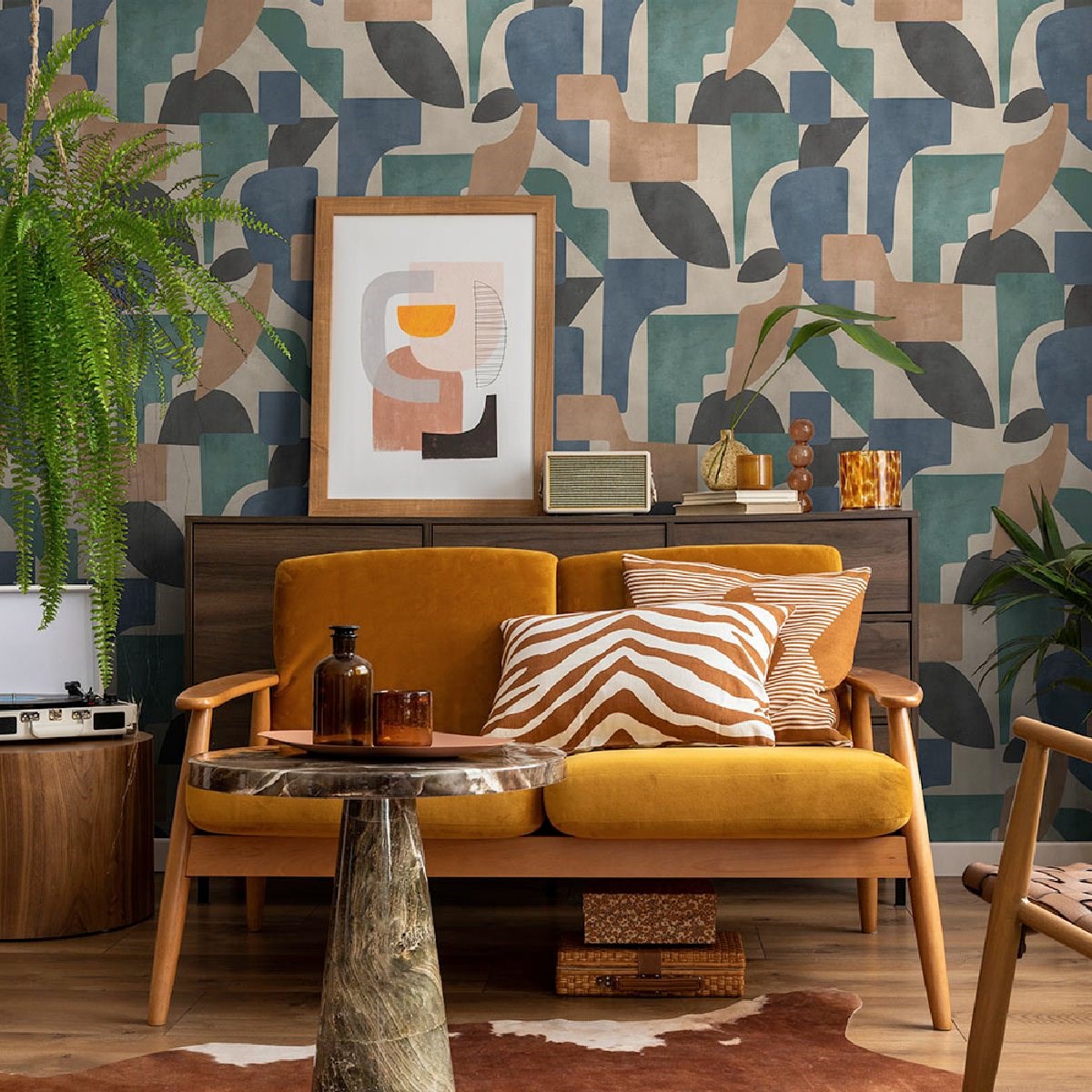 Tapet Utopia II Linnet Taupe Aqua 91713