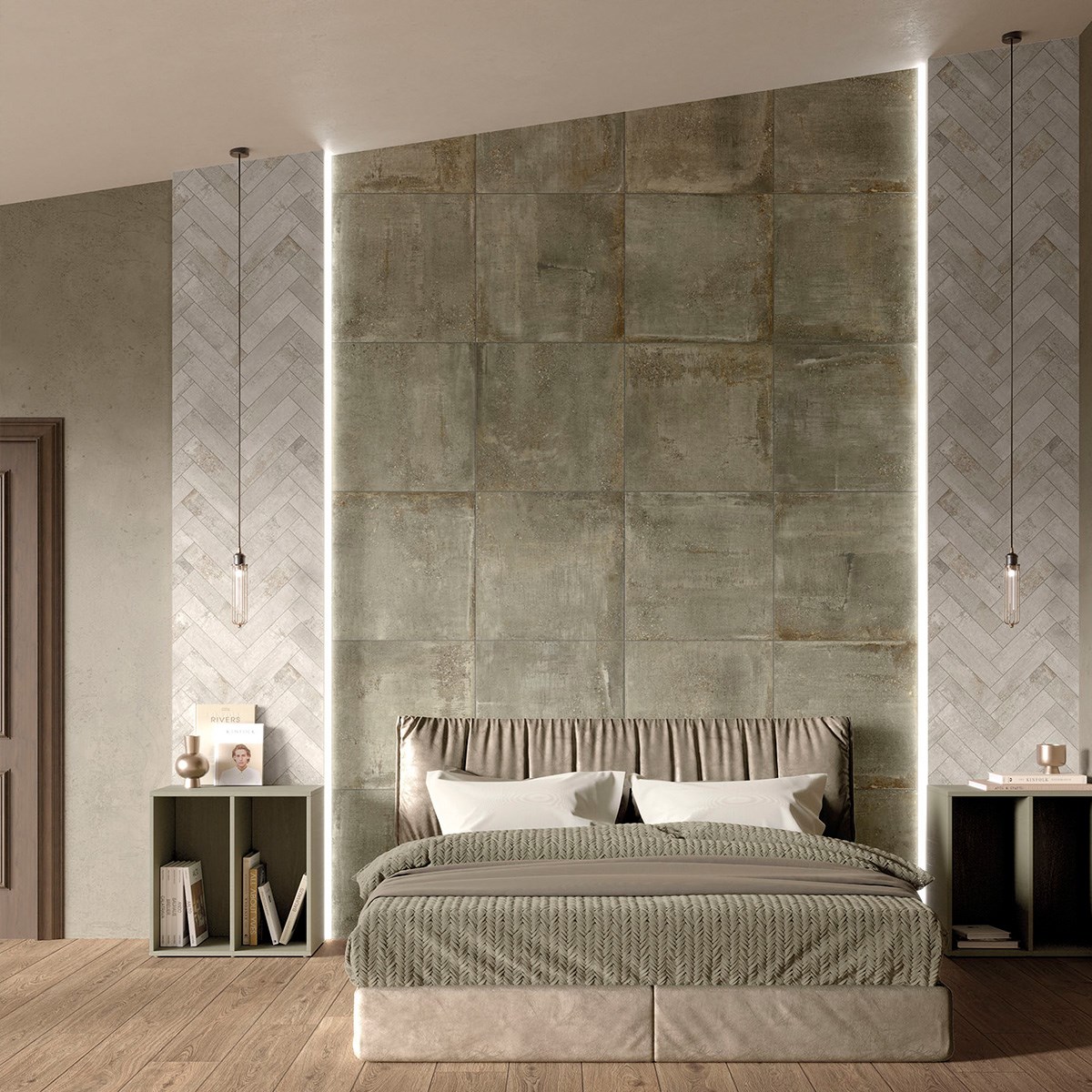 Klinker Granitkeramik Concrete Olive Grön, 60x60cm, Matt