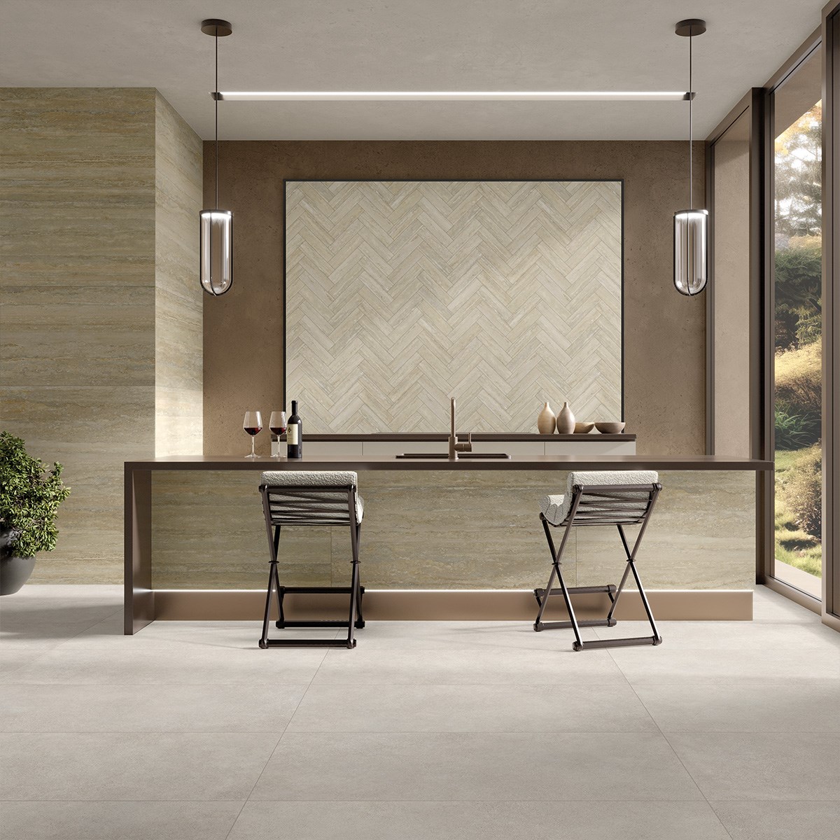 Klinker Granitkeramik Travertino Nocciola Beige, 30x60cm, Matt