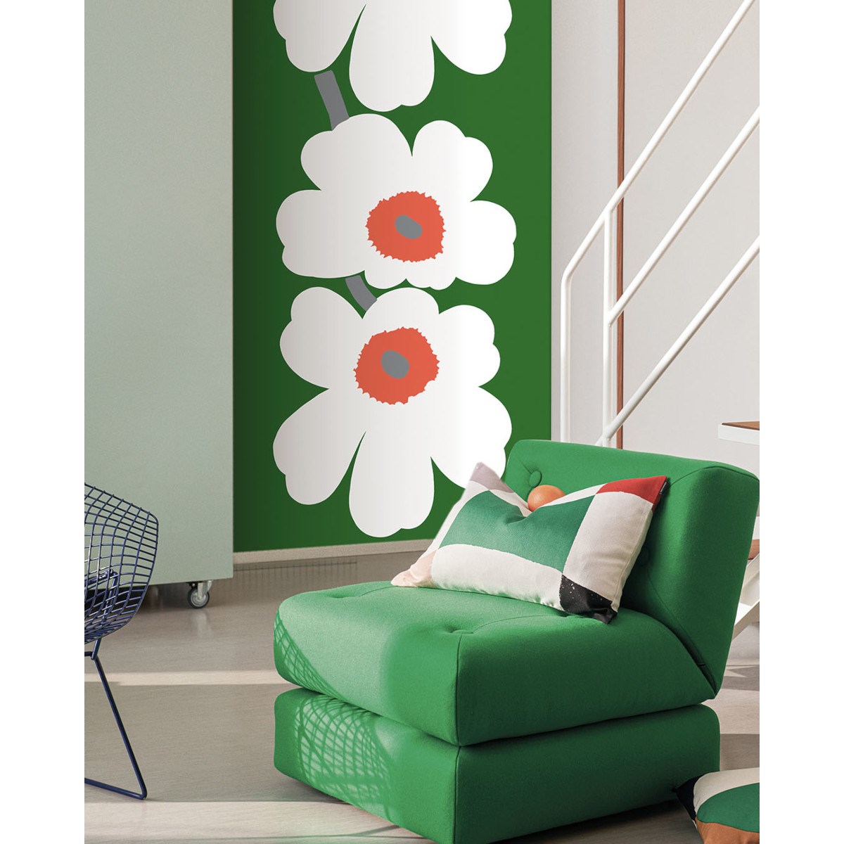 Väggbild Marimekko 7 Unikko 3000x700mm, Vit