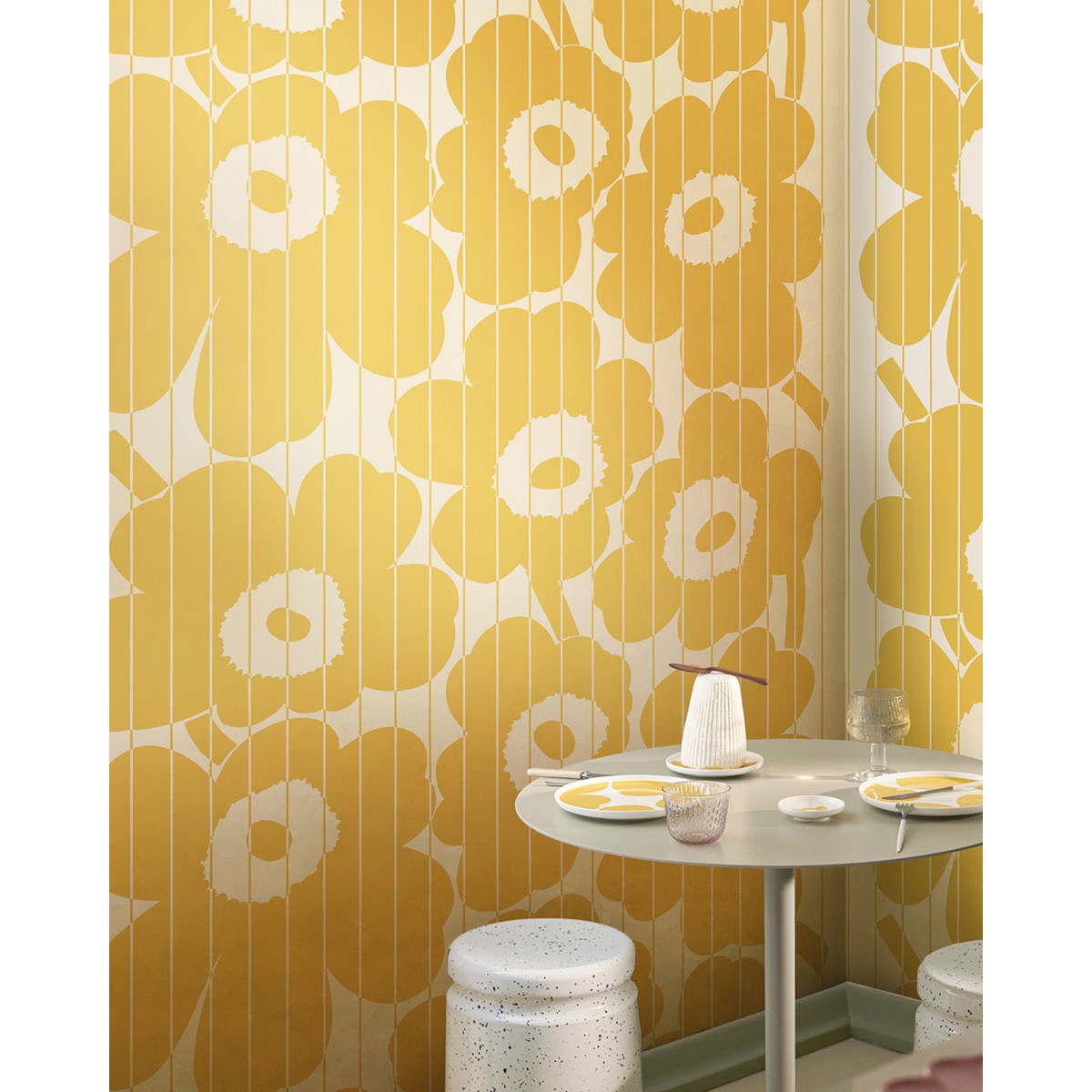 Väggbild Marimekko 7 Vesi Unikko 3000x1400mm, Grå