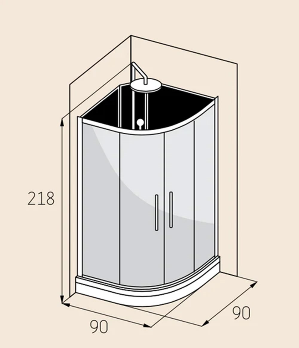 Duschkabin Gilleleje Svart, Vit, 90x90x215cm, Klarglas