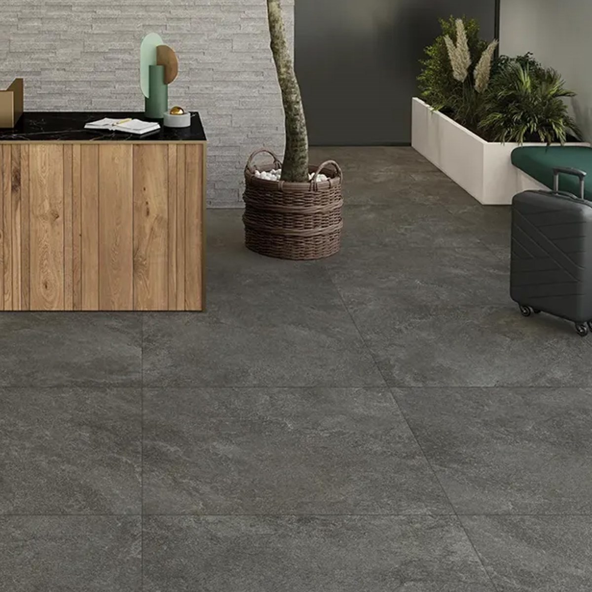 Klinker Granitkeramik Arké Anthracite R11 Mörkgrå, 30x60cm