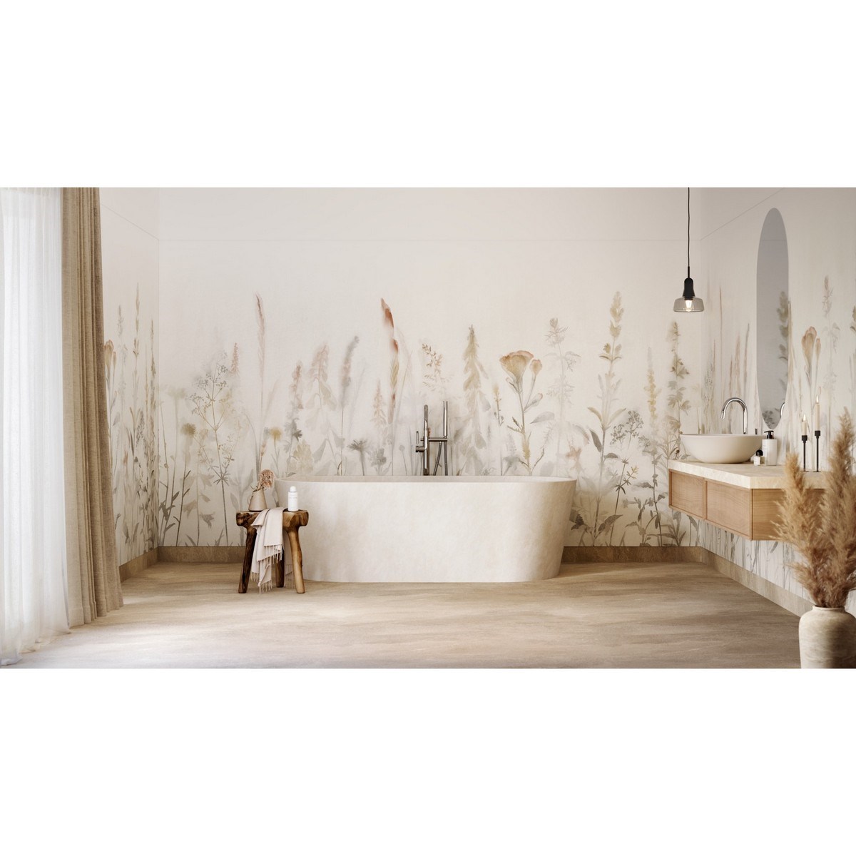 Våtrumsbård Aquarelle Soft White 49cm, Vit