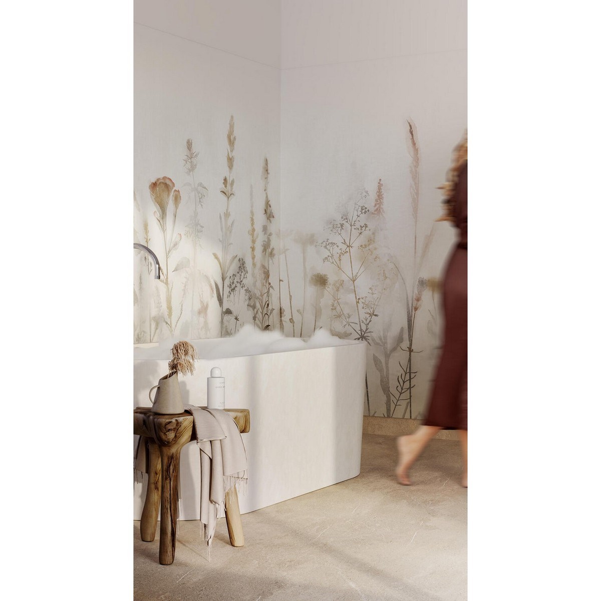 Våtrumsvägg Aquarelle Autumn Mist 200cm, Turkos