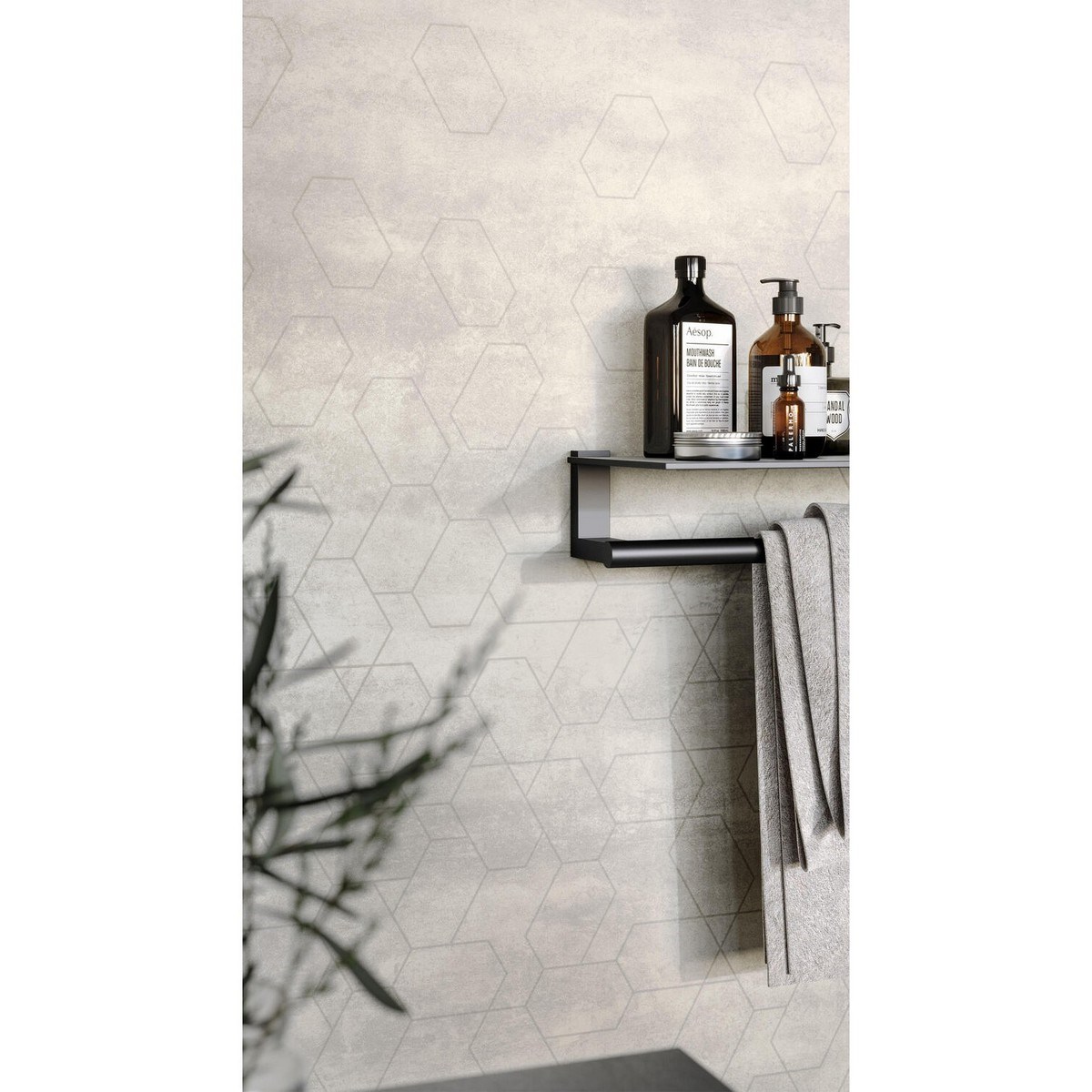 Våtrumsvägg Aquarelle Connect Grey 200cm, Grå