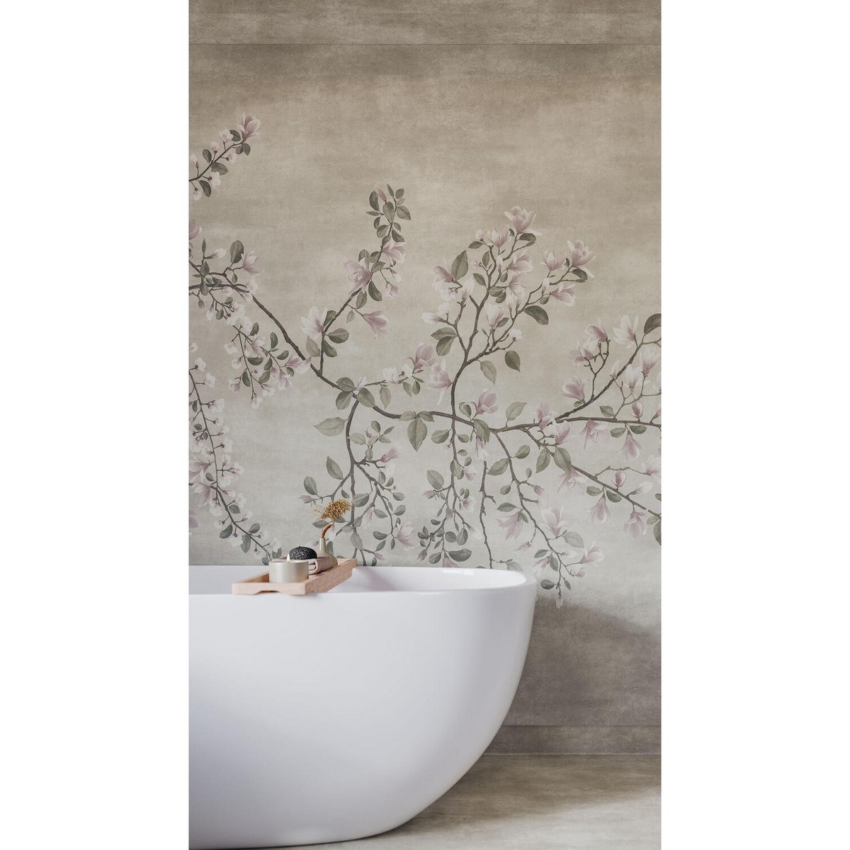 Våtrumsvägg Aquarelle Magnolia 2 Light Grey 200cm, Ljusgrå