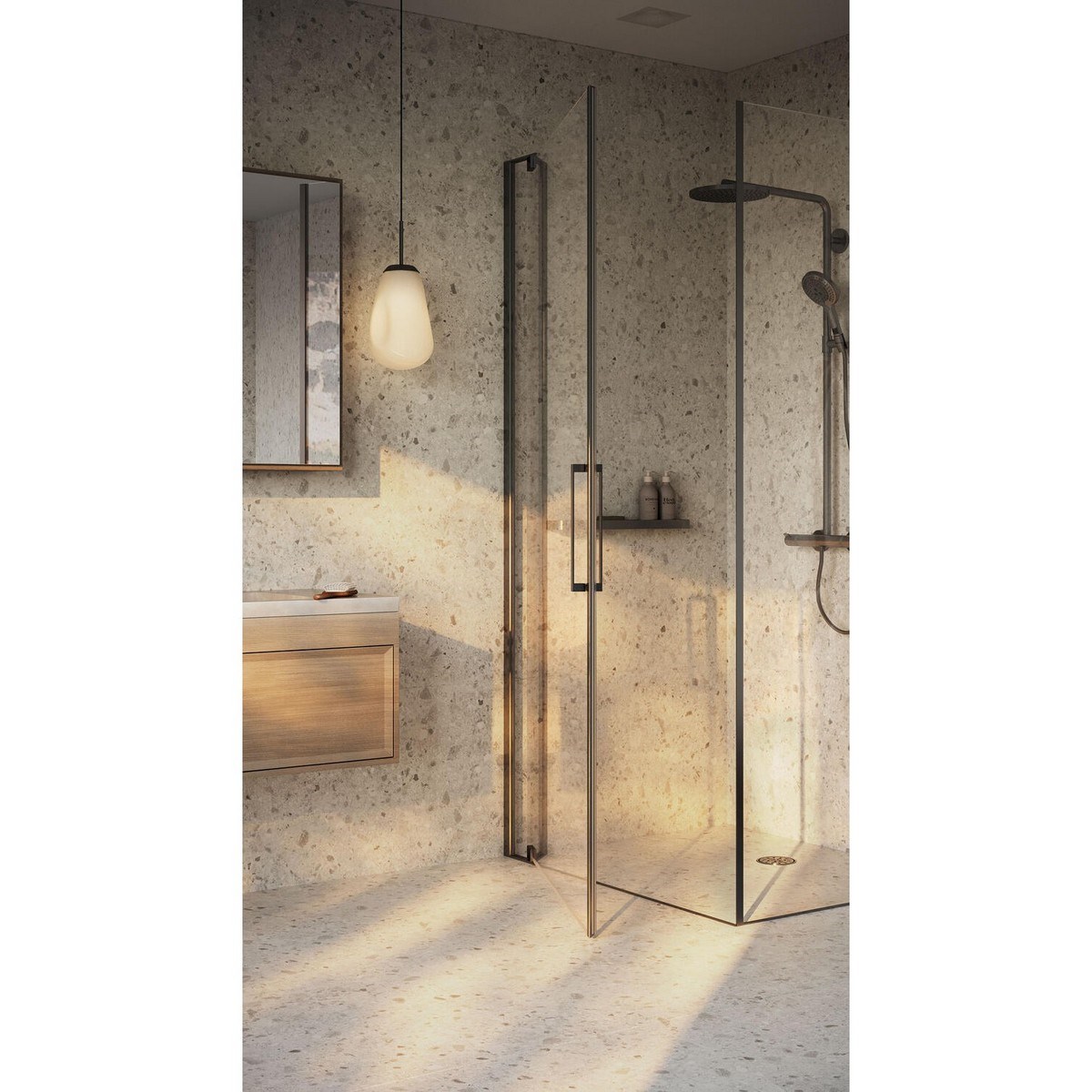 Våtrumsvägg Aquarelle Breccia Stone Beige 200cm, Beige