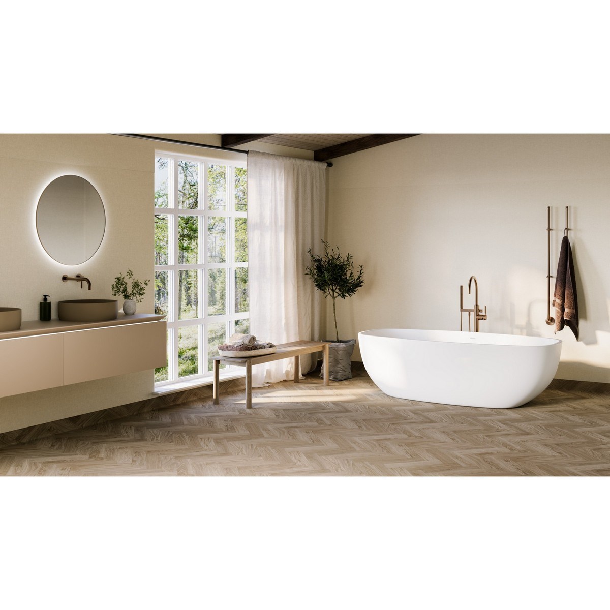 Våtrumsvägg Aquarelle Chambray Linen 200cm, Beige