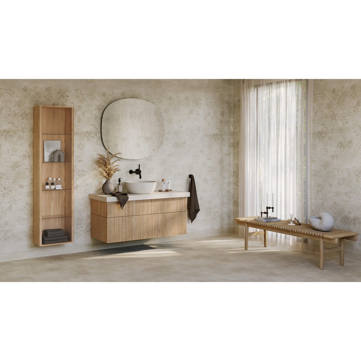 Våtrumsgolv Aquarelle Raw Concrete Grege 200cm, Beige