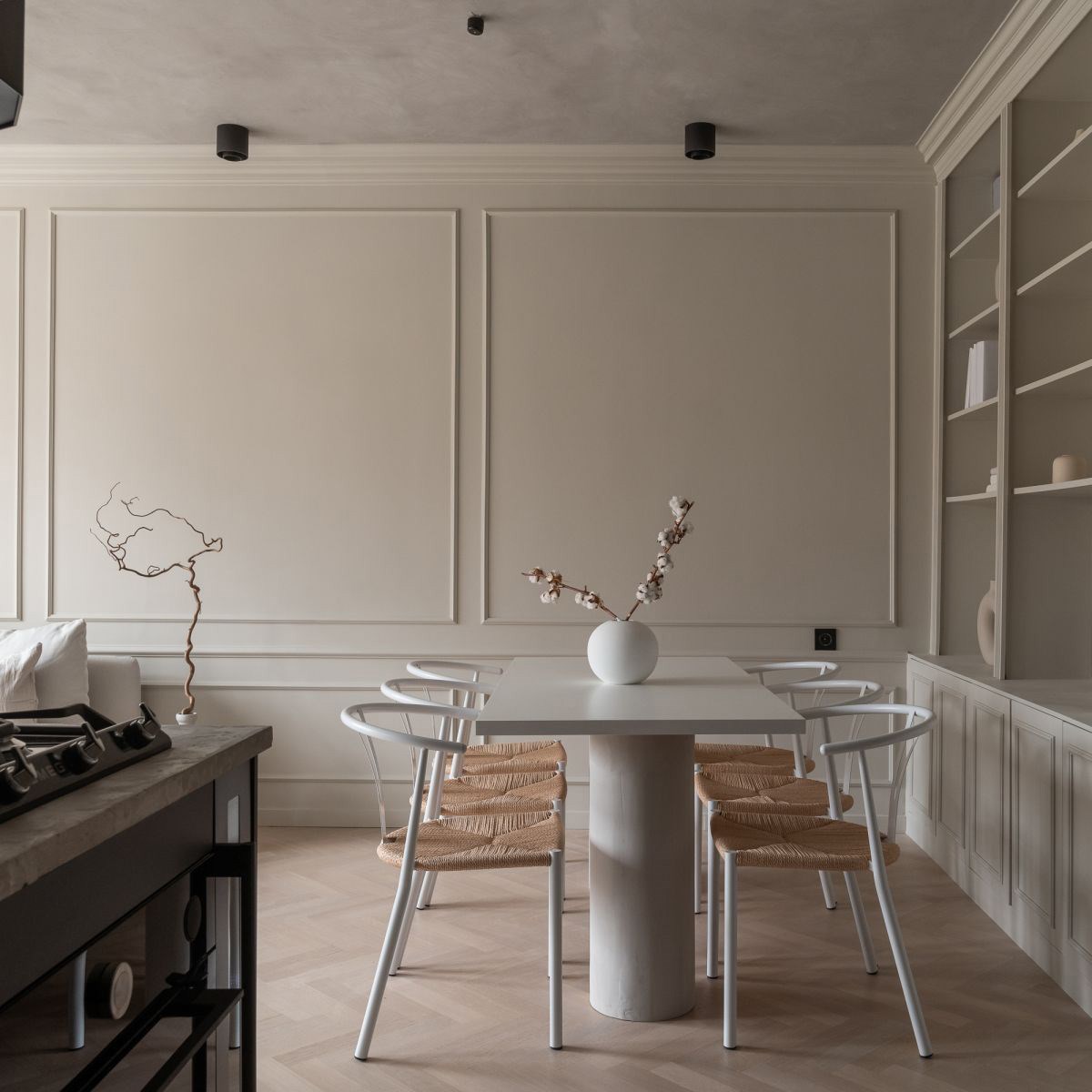 Fiskbensparkett 2:sort Boden B-planka, Powder White Ek,  Mattla