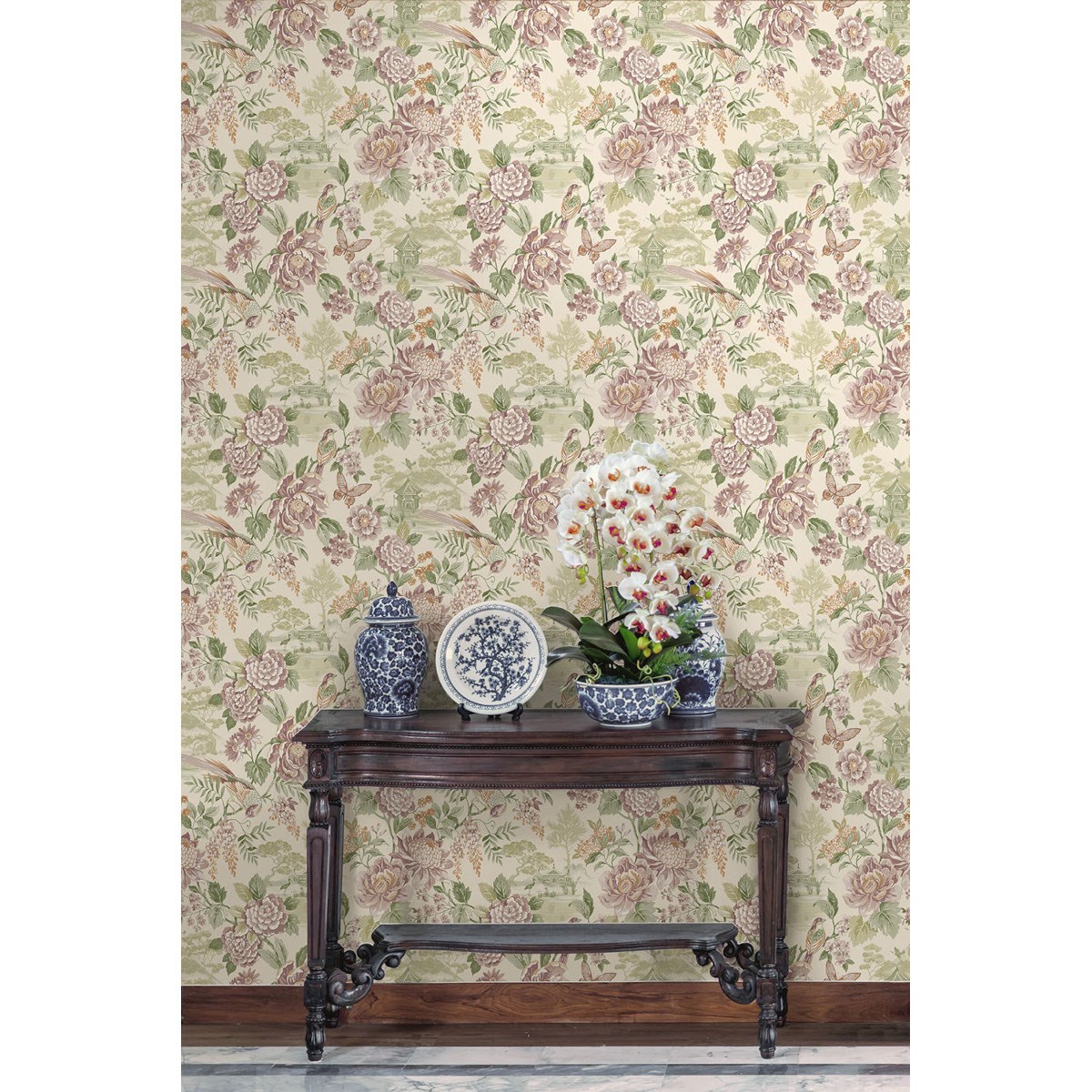 Tapet Journey to the East Hana Green/cream 91830