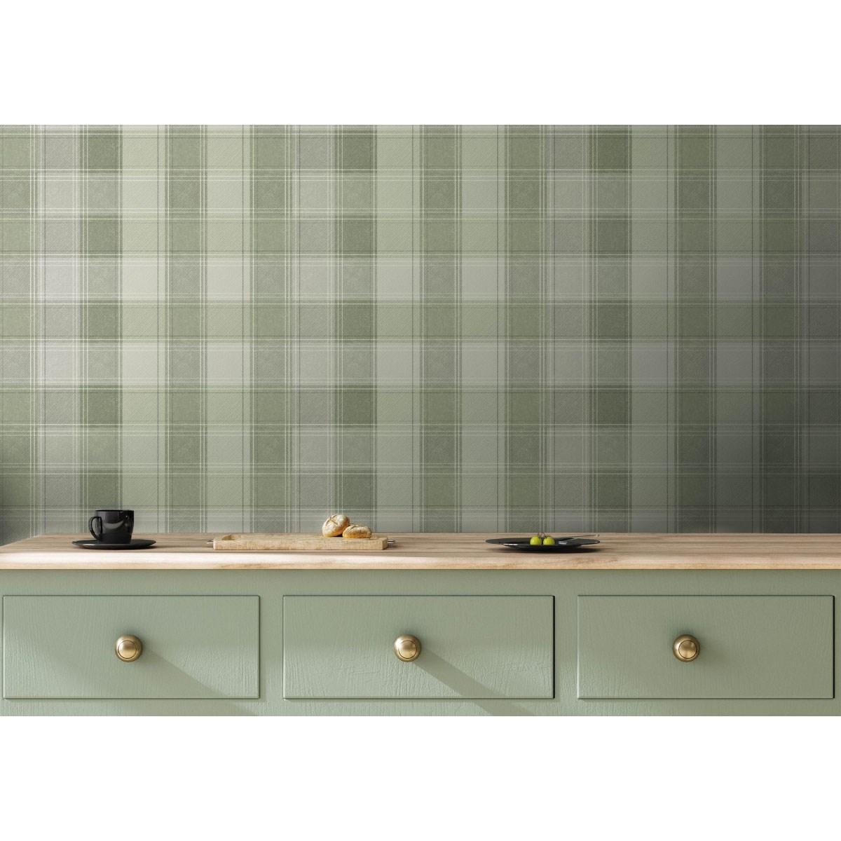 Tapet Fantasia III Country Check Sage 922806