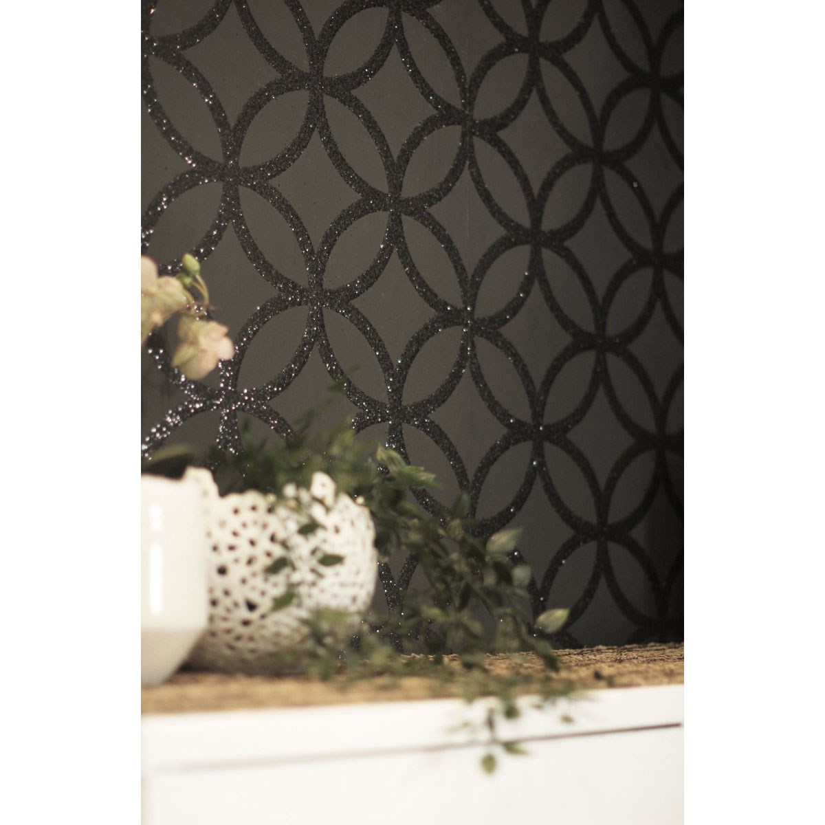 Tapet Fantasia III Sequin Geo Black 921708