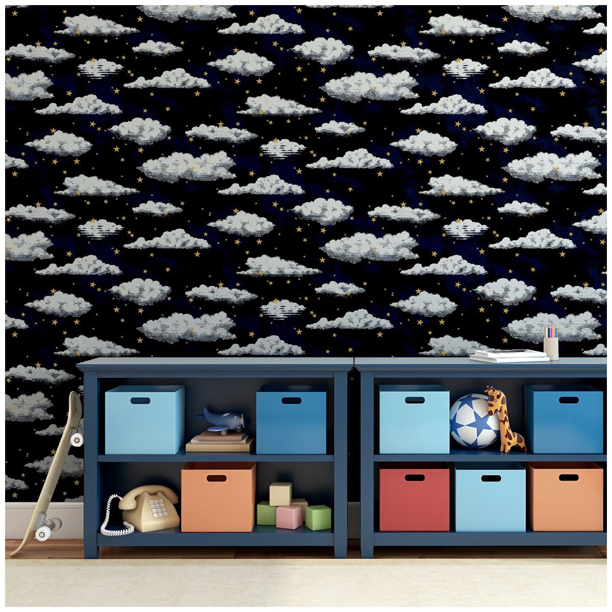 Tapet Fantasia III Stars And Clouds Navy 923907