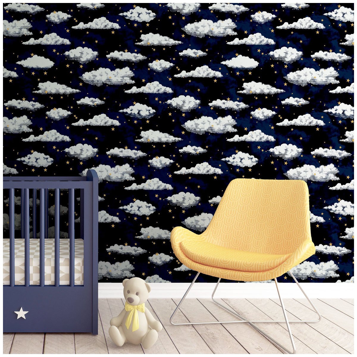 Tapet Fantasia III Stars And Clouds Navy 923907