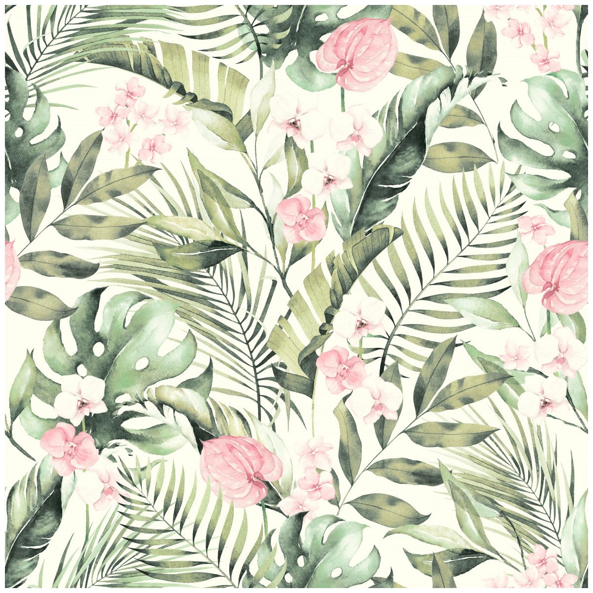 Tapet Fantasia III Tropical Floral Pink & Green 924906