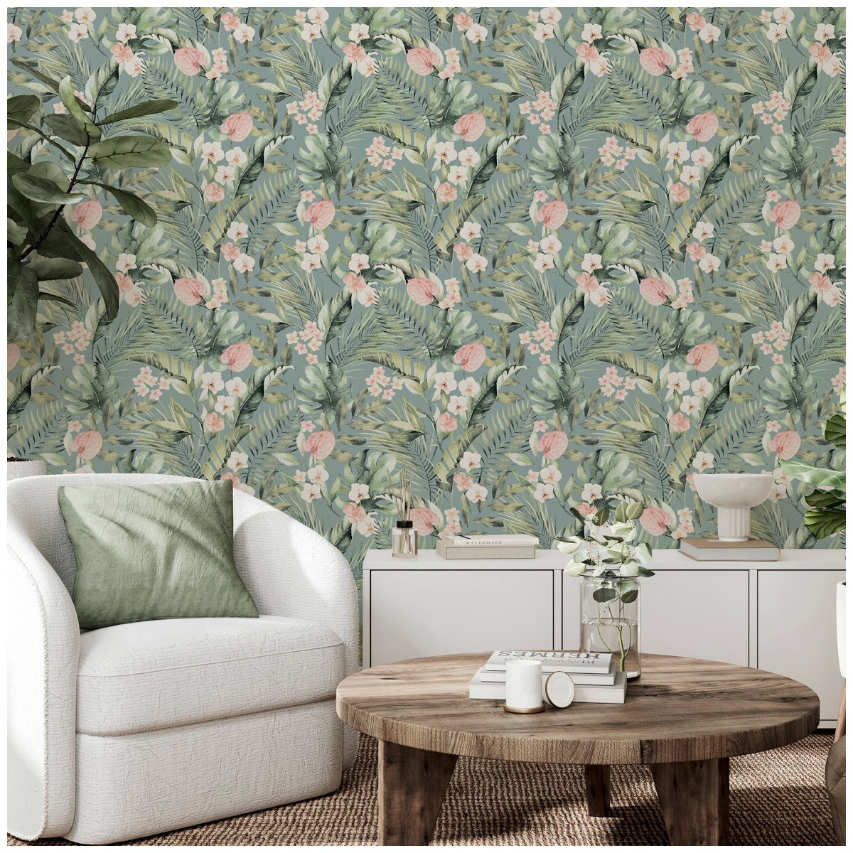 Tapet Fantasia III Tropical Floral Sea Blue 924905