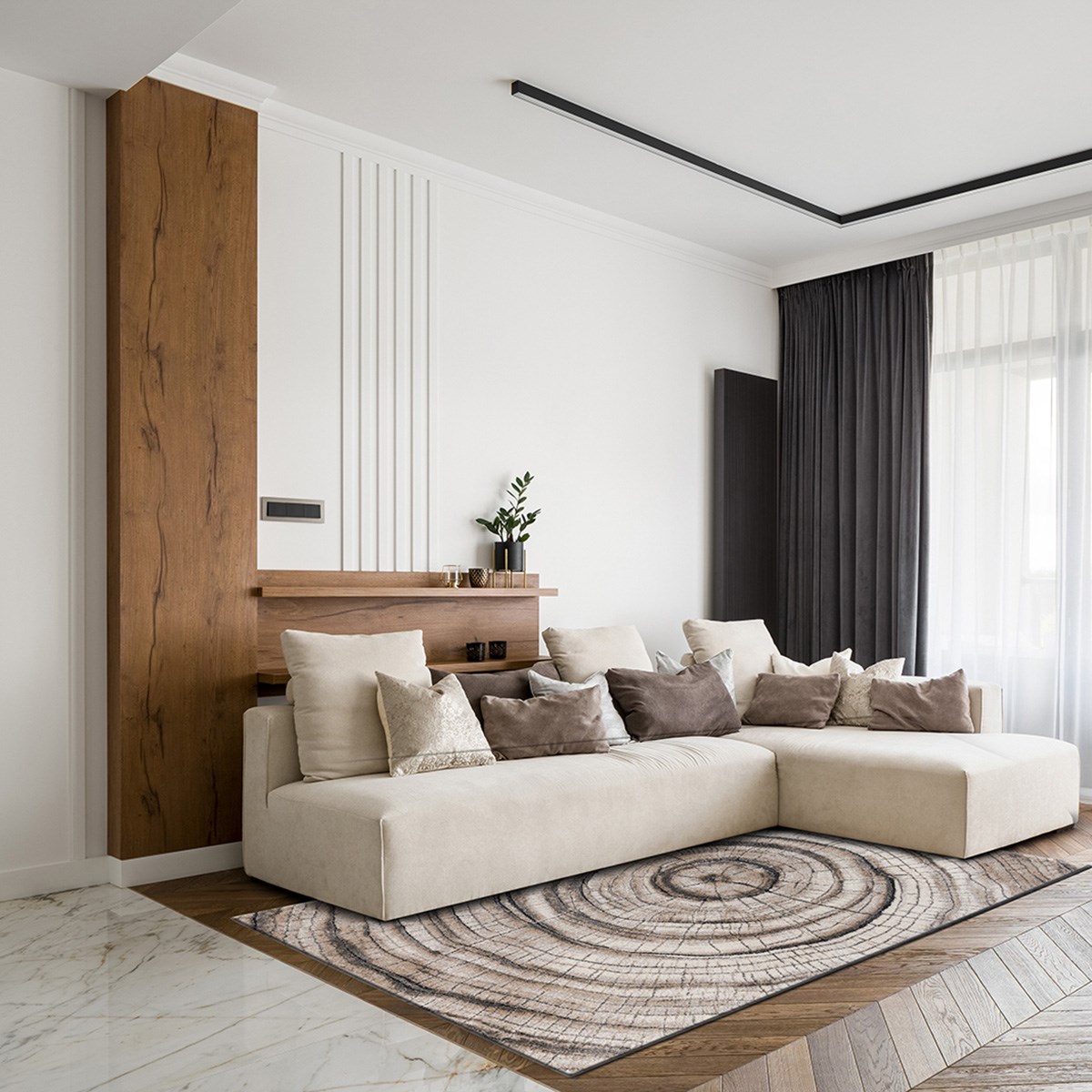 Rumsmatta Bern Tree Grå, 160x230cm