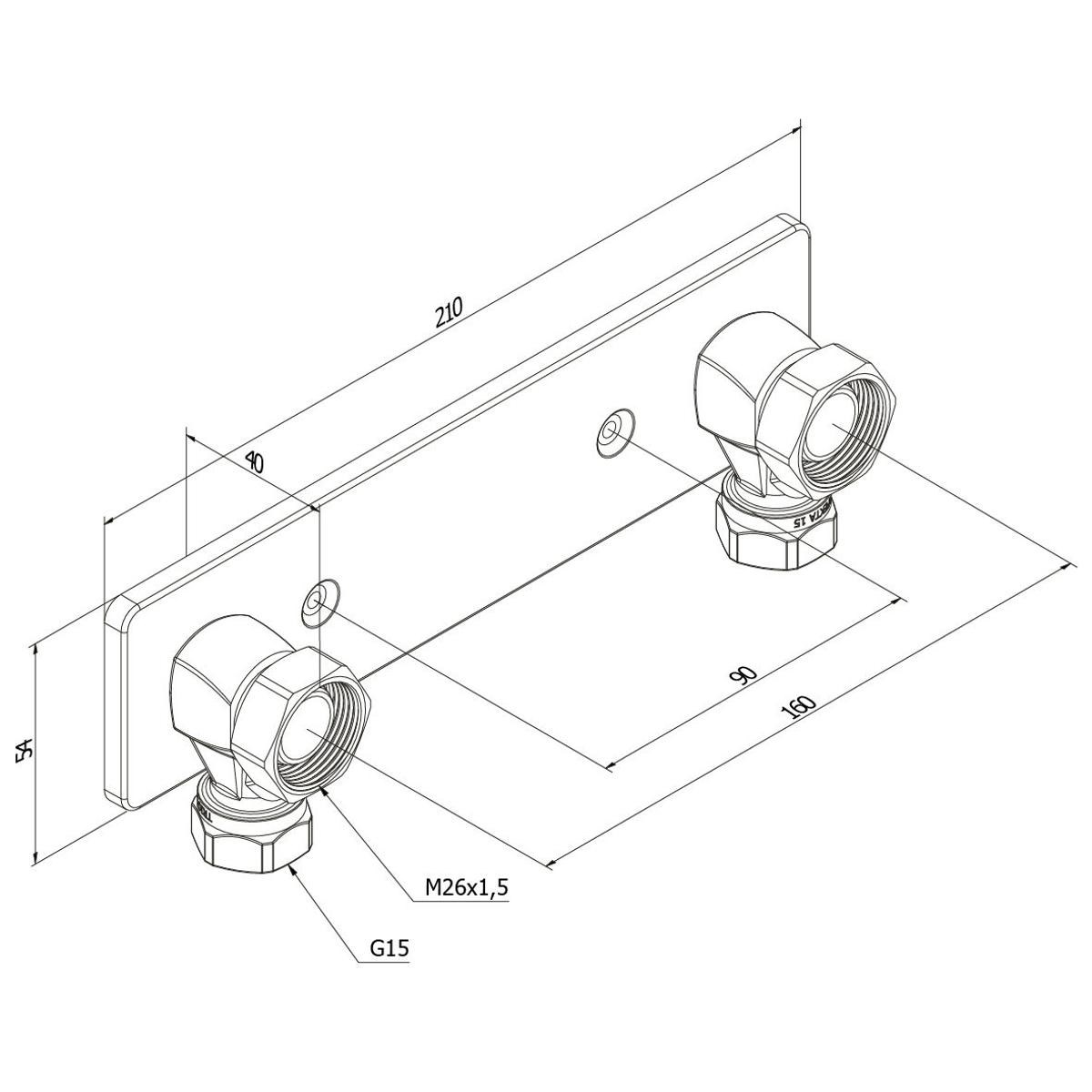 Blandarfäste Design Line 160mm