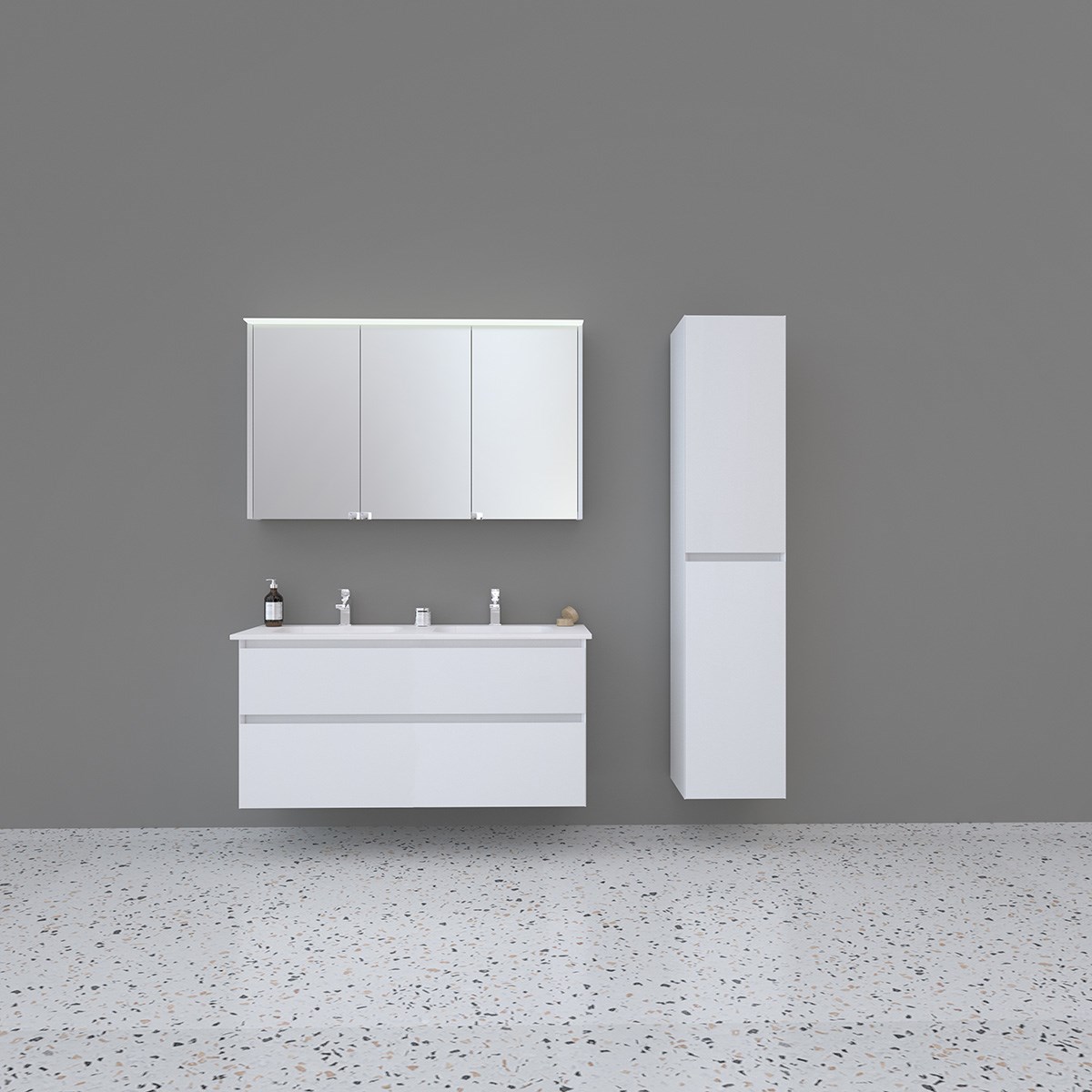 Badrumsmöbel Loft Dubbel 120x45cm, Nedsänkt