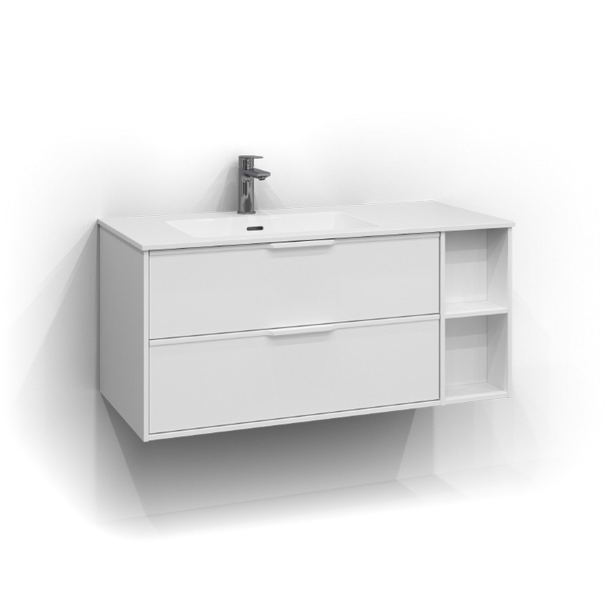 Kommod Epos 2 Lådor Vänster 100x45cm, Vit, Relief