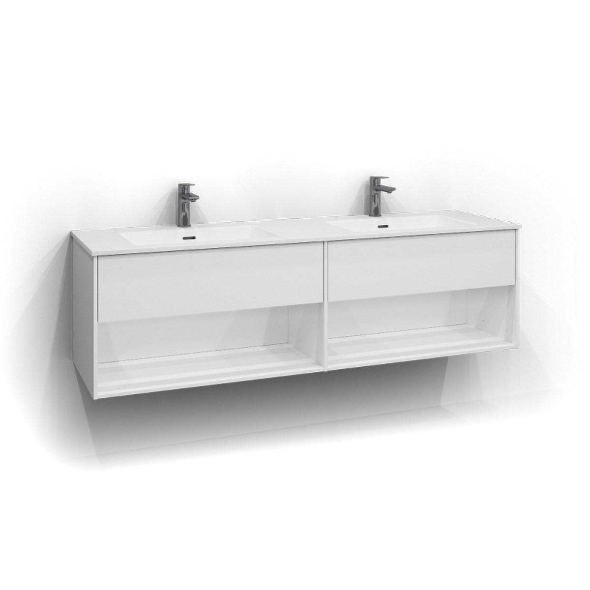 Kommod Epos 1+1 Lådor Och Öppen Förvaring 160x45cm, Vit, Plan