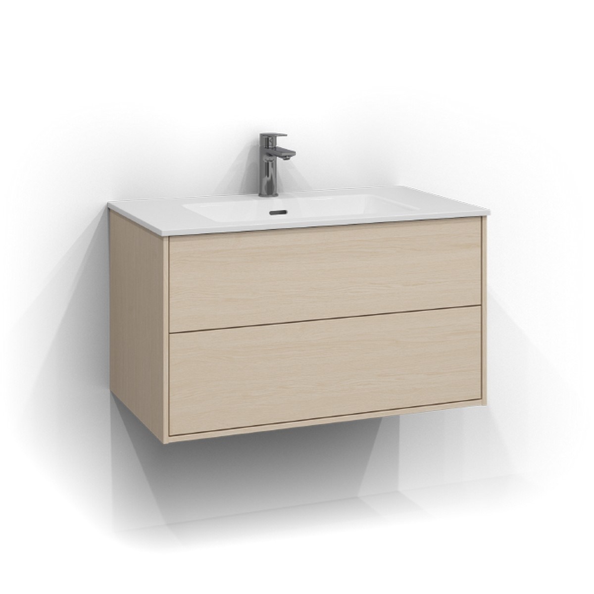 Kommod Epos 2 Lådor 80x45cm, Vit Ask, Plan