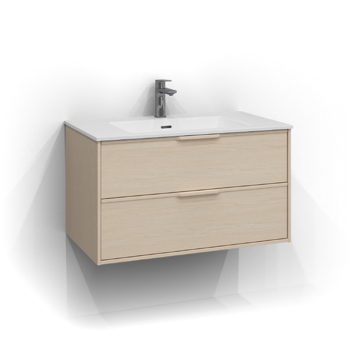 Kommod Epos 2 Lådor 80x45cm, Vit Ask, Relief