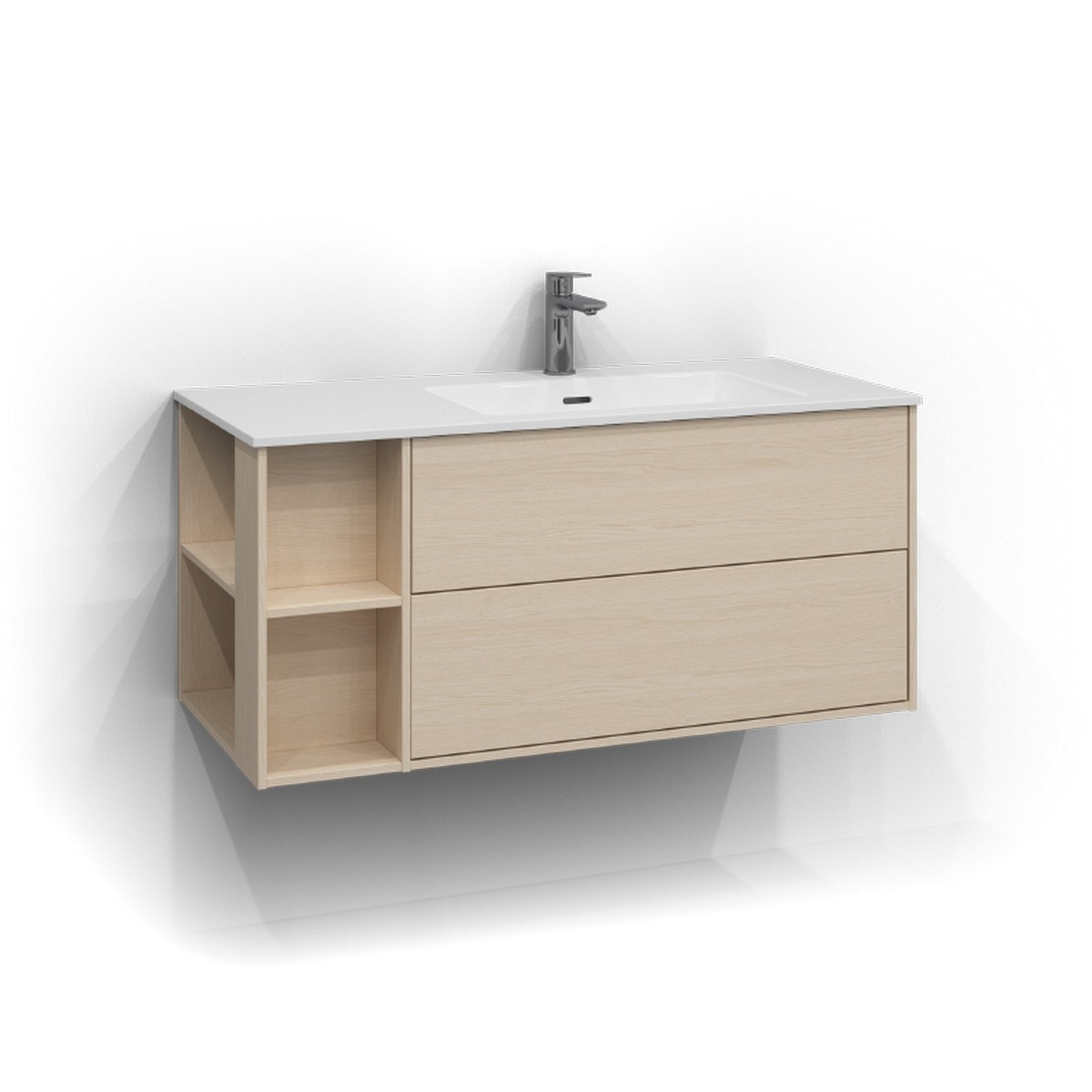 Kommod Epos 2 Lådor Höger 100x45cm, Vit Ask, Plan