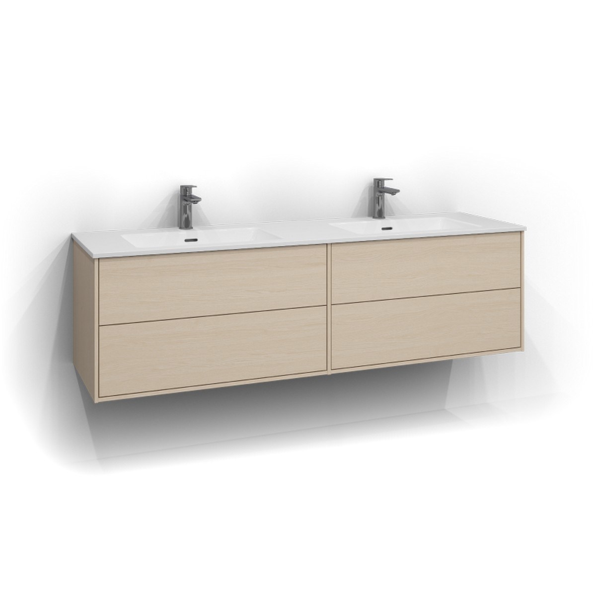 Kommod Epos 2+2 Lådor 160x45cm, Vit Ask, Plan, Push Open