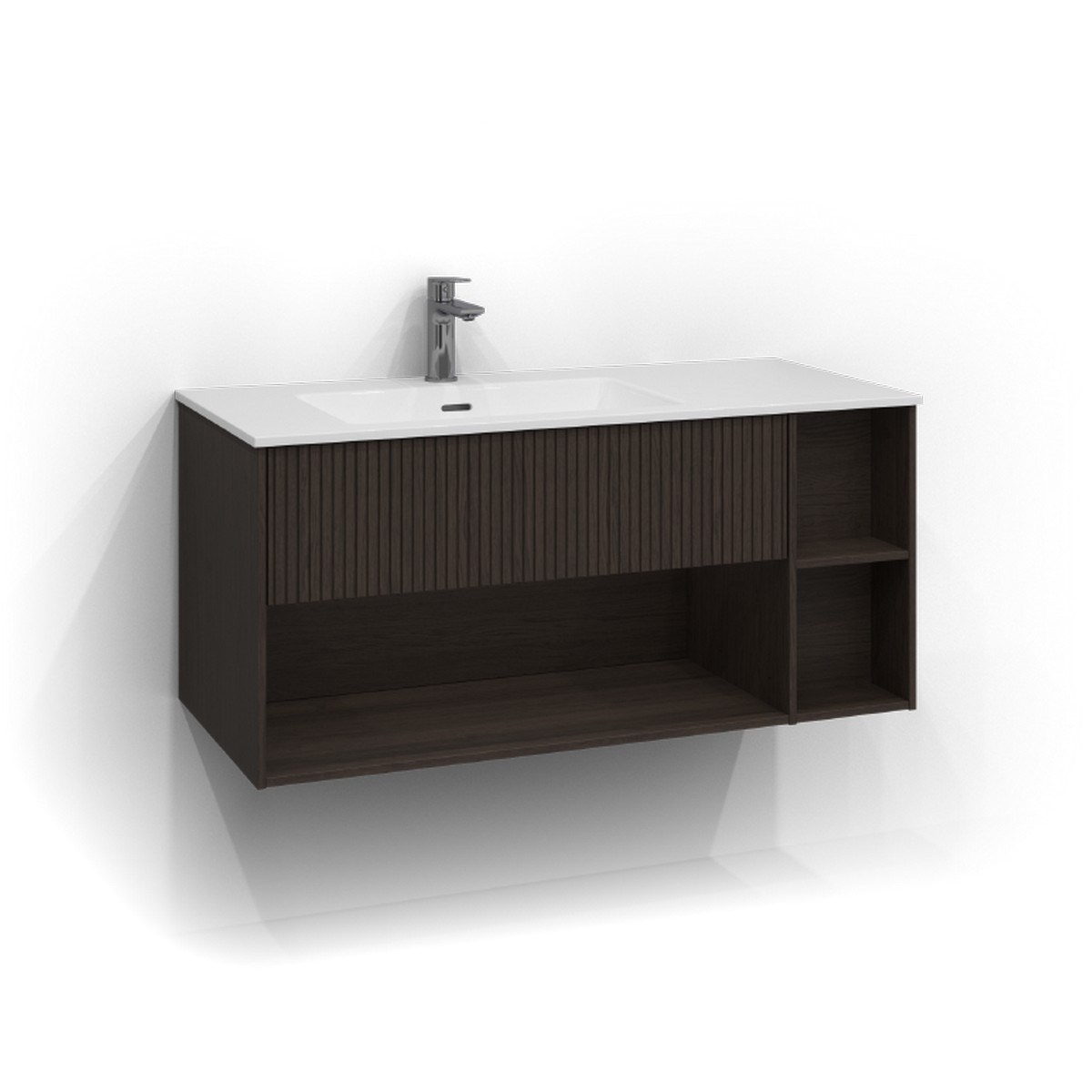 Kommod Epos 1 Låda Och Öppen Förvaring Vänster 100x45cm, Brun Ask, Rand