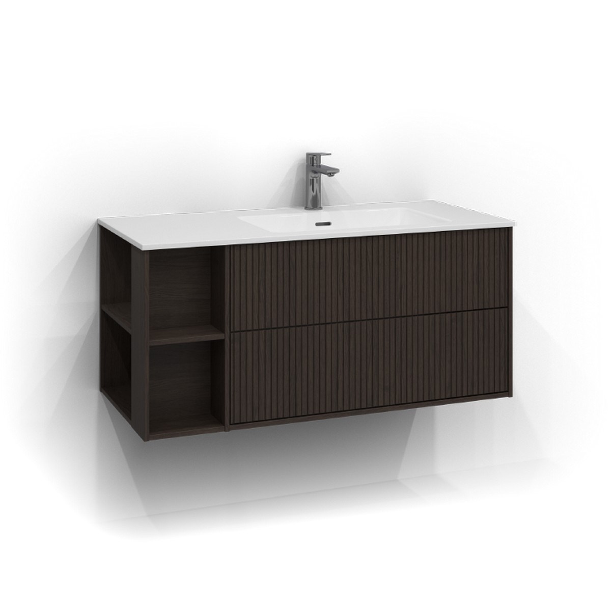 Kommod Epos 2 Lådor Höger 100x45cm, Brun Ask, Rand