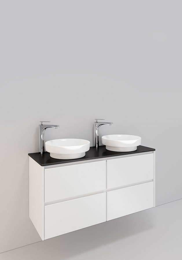 Badrumsmöbel Lifestyle Lc 116 Dubbel Med 4 Lådor Peak Handfat 120cm, Vit