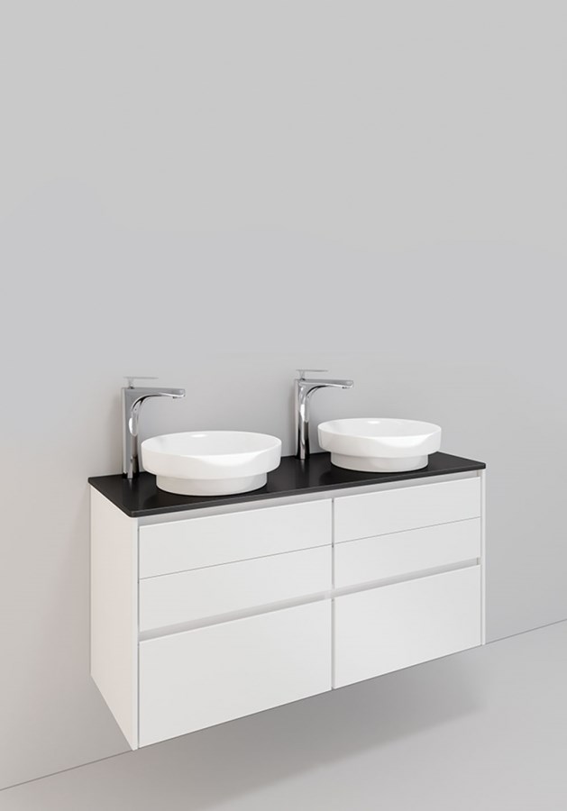 Badrumsmöbel Lifestyle Lc 120 Dubbel Med 6 Lådor Peak Handfat 120cm, Vit