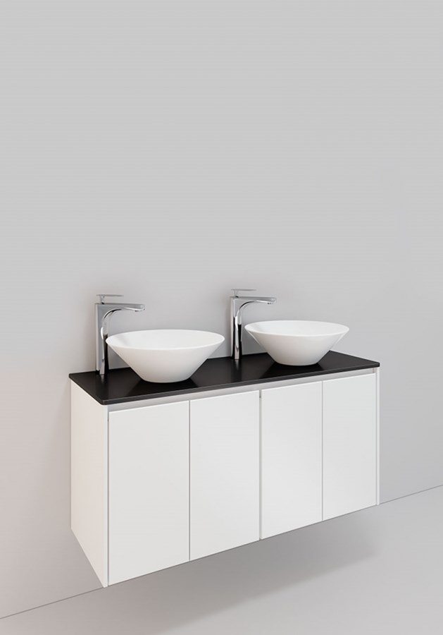 Badrumsmöbel Lifestyle Lc 123 Dubbel Med 4 Dörrar Loop Handfat 120cm, Vit