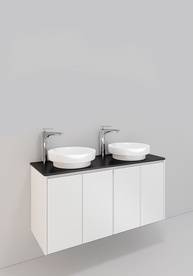 Badrumsmöbel Lifestyle Lc 124 Dubbel Med 4 Dörrar Peak Handfat 120cm, Vit