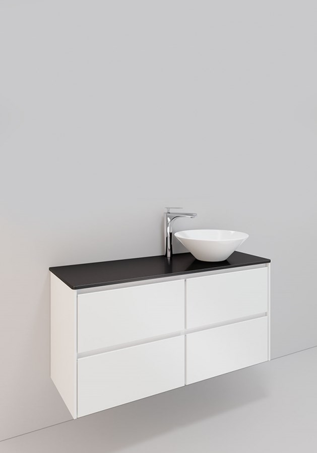 Badrumsmöbel Lifestyle Lc 93 Höger Med 4 Lådor Loop Handfat 120cm, Vit, Höger