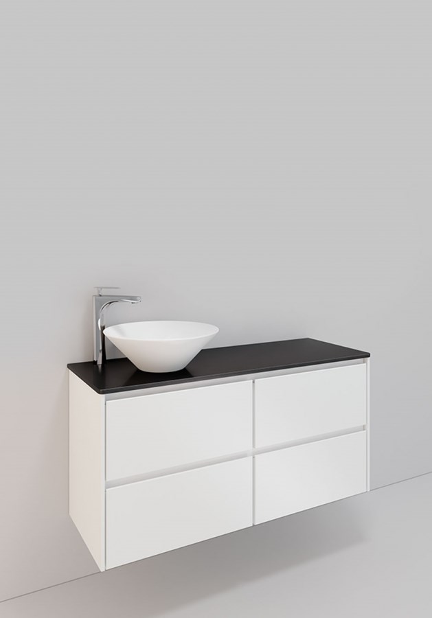 Badrumsmöbel Lifestyle Lc 95 Vänster Med 4 Lådor Loop Handfat 120cm, Vit, Vänster